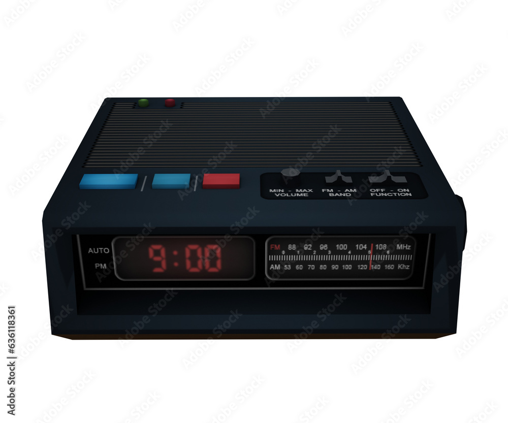 3d rendering digital radio with clock 3d rendering digital radio with clock