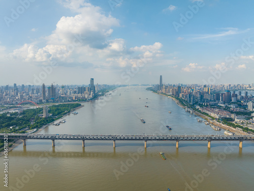Wuhan Yangtze River and Han River on the four banks of the city landmark skyline scenery