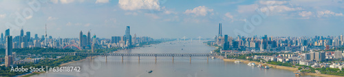 Wuhan Yangtze River and Han River on the four banks of the city landmark skyline scenery photo