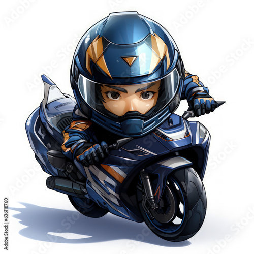 blue chibi motorcycle racer 
