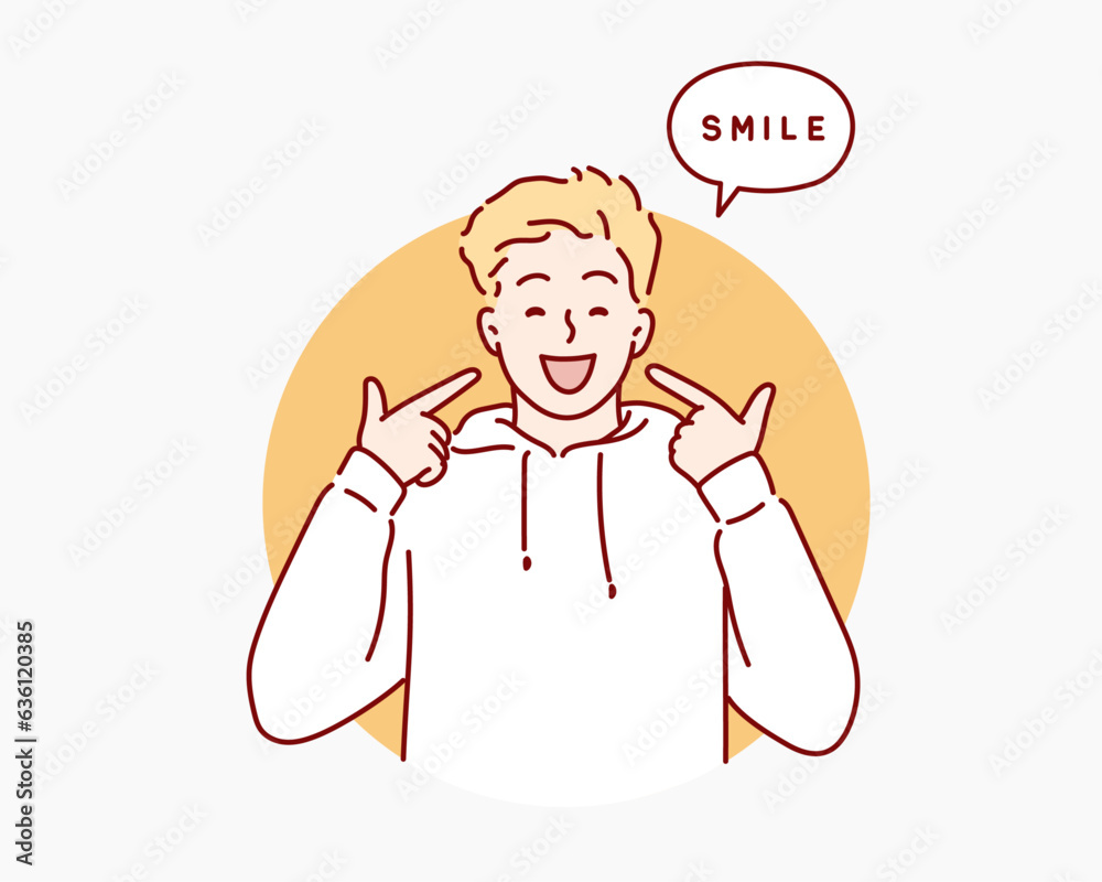 Young smiling man. Hand drawn style vector design illustrations. Young smiling man. Hand drawn style vector design illustrations.