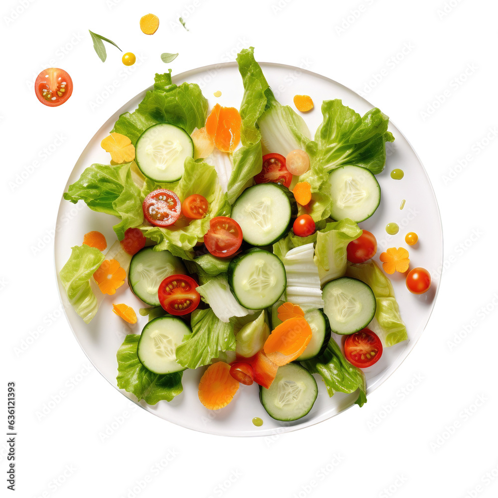 Fresh vegetable salad on a white table