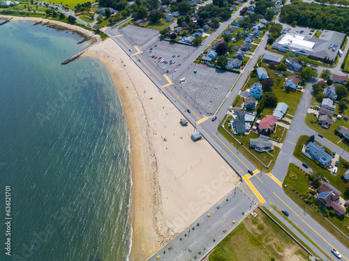 East Beach aerial view at the mouth of Acushnet River at harbor of New Bedford, Massachusetts MA, USA.  photo