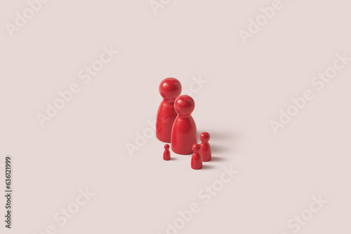 Red game chips of different sizes.