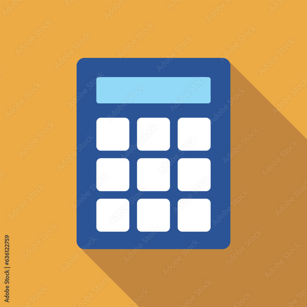 Calculator flat icon with long shadow. Simple Math icon pictogram vector illustration. School subject, calculation, operations, Math concept. Logo design Calculator flat icon with long shadow. Simple Math icon pictogram vector illustration. School subject, calculation, operations, Math concept. Logo design