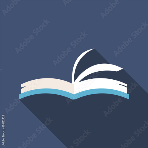 Opening book flat icon with long shadow. Simple Literature icon pictogram vector illustration. School subject, Literature concept. Logo design