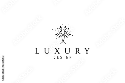 Abstract tree logo with lush green leaves