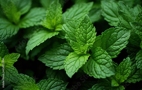 Lemon balm growing in the garden. Lemon balm background (generative ai)