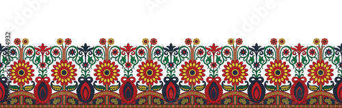 Vintage flower border. Paper decorative border. Embroidery. seamless flower