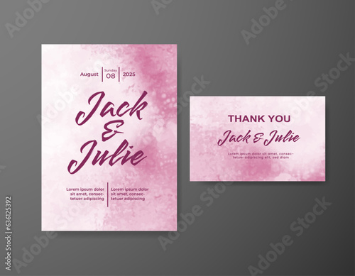 Wedding invitation with abstract watercolor background