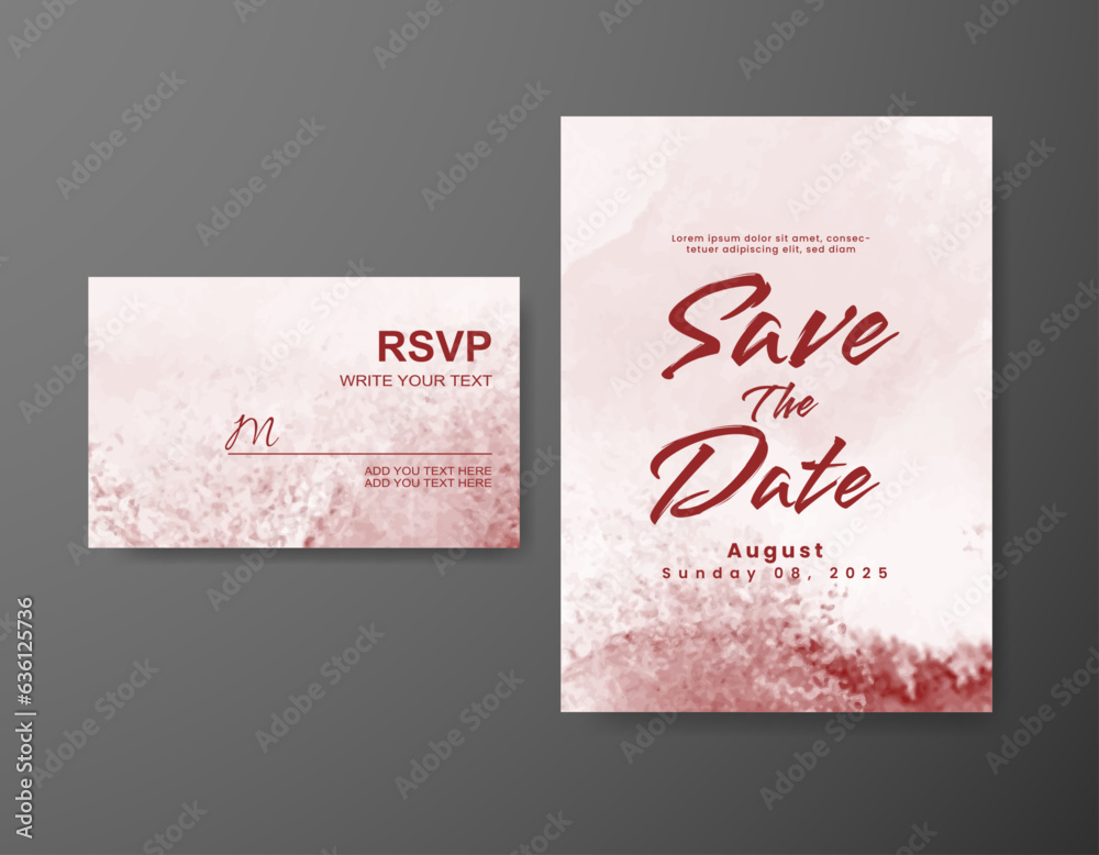 Wedding invitation with abstract watercolor background
