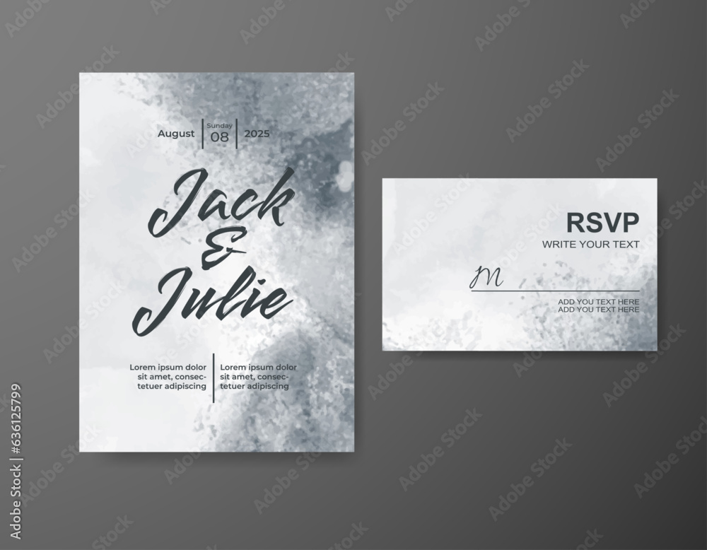 Wedding invitation with abstract watercolor background