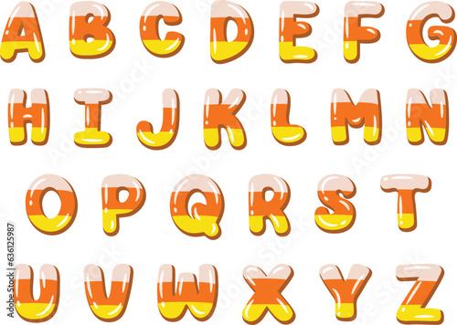 Halloween English Alphabet all letters cute candy theme drawing
