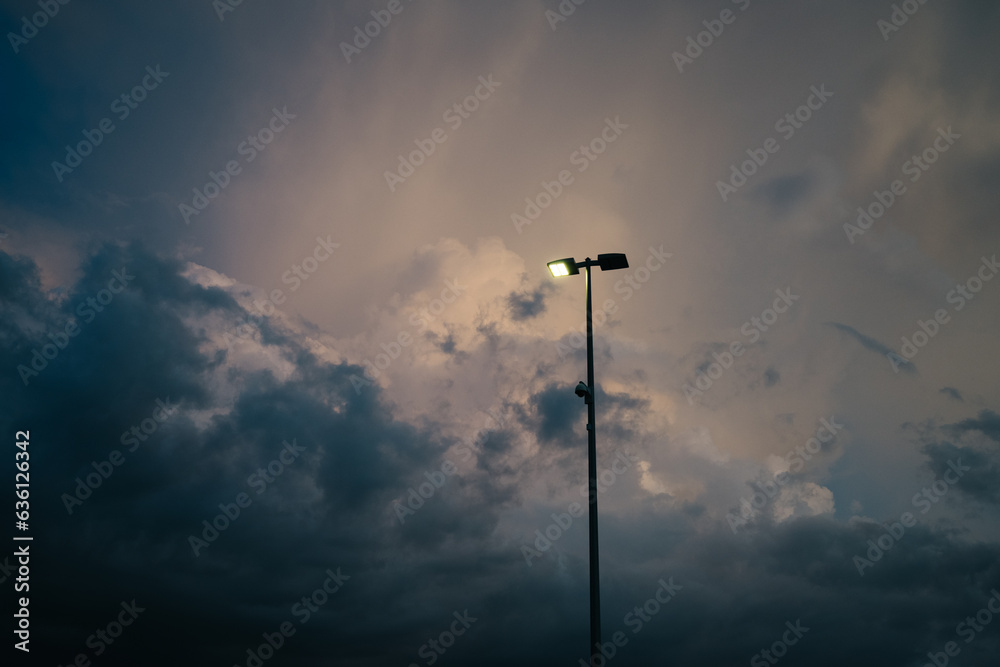 LED Light Post against clouds LED Light Post against clouds