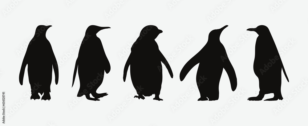 Obraz premium Diverse and Detailed Silhouettes of Playful Penguins, A Comprehensive Collection for Your Creative Projects