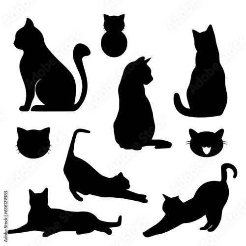 set of cats silhouettes