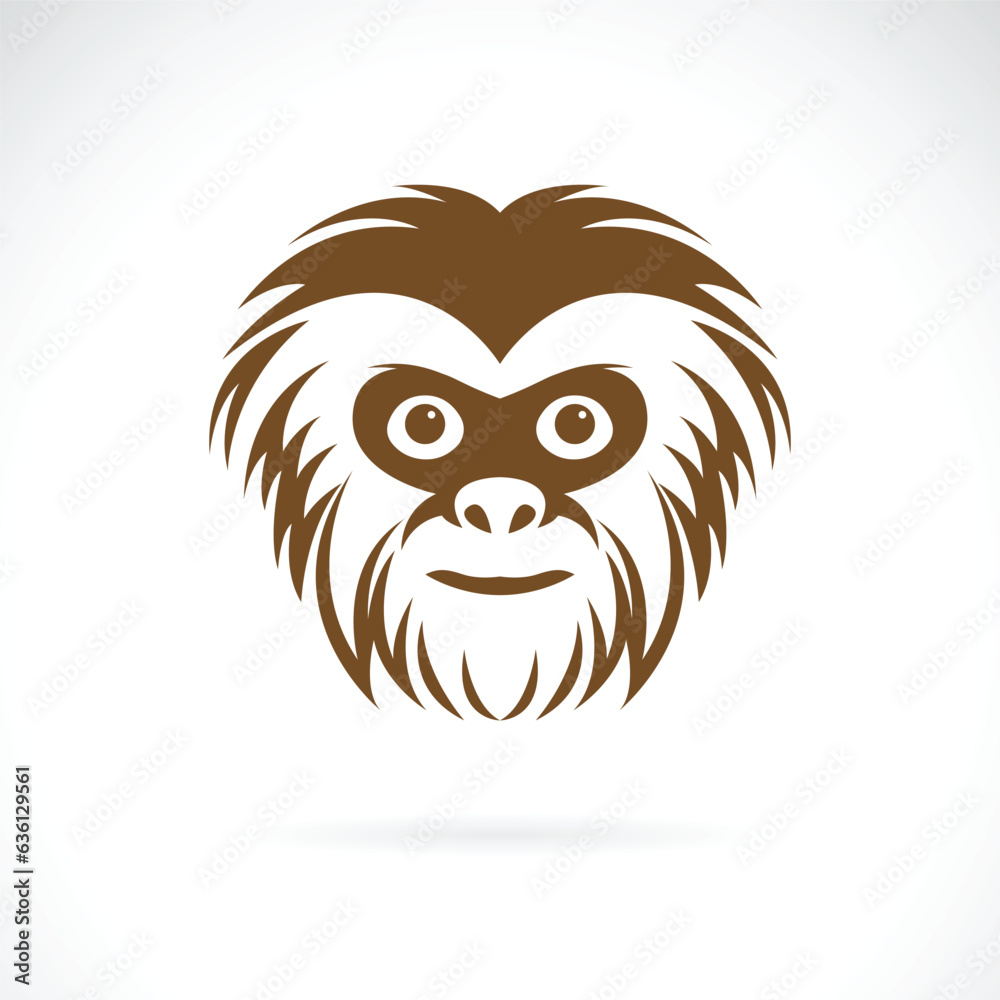 Vector of a gibbon face design on white background. Wildlife Animals. Easy editable layered vector illustration.