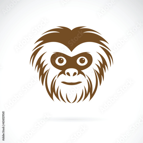 Vector of a gibbon face design on white background. Wildlife Animals. Easy editable layered vector illustration.