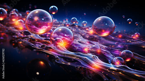 3d illustration of abstract background with water drops and bokeh