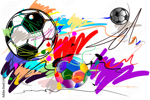 balls football shoot goal speed and brush stroke style © pichart99thai