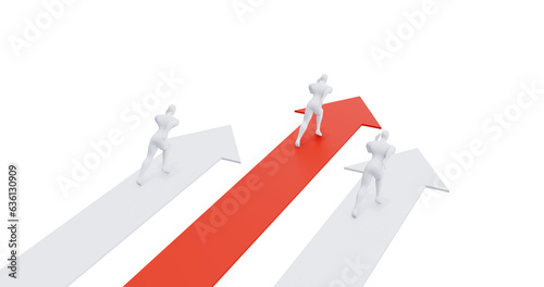3d Growth Acceleration Arrow. Leadership Concept. Grow up Business Concept Illustration