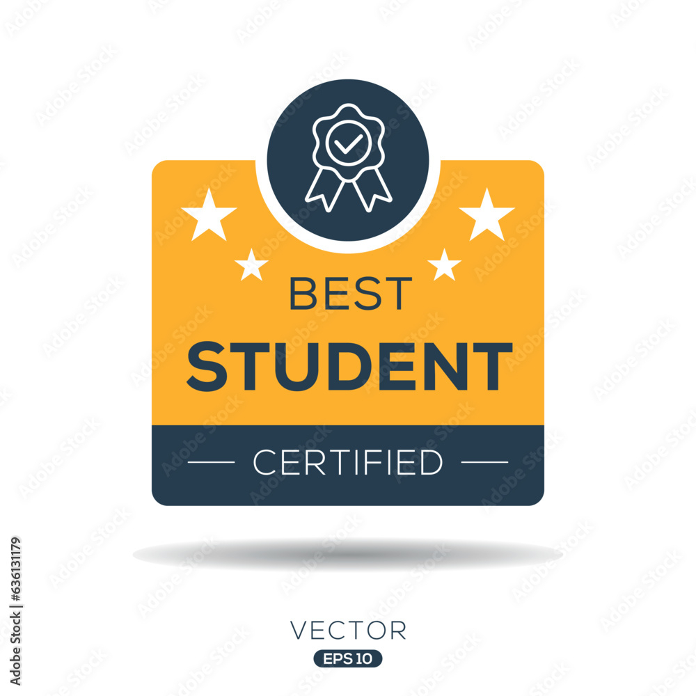 Best Student certificated badge, vector illustration.