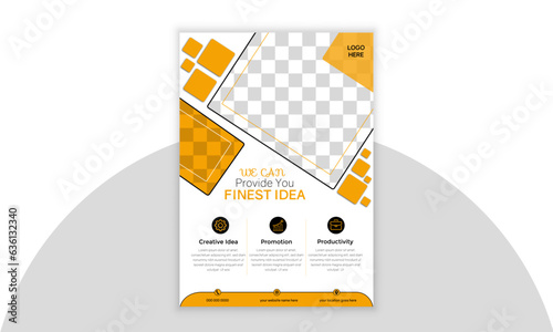 Geometry yellow brochure, flyer design template vector design. Layout template editable print ready vector illustration.