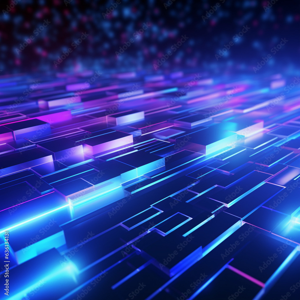 Neon light blue background abstract. Futuristic Sci Fi modern with Generative Ai. Neon light blue background abstract. Futuristic Sci Fi modern with Generative Ai.
