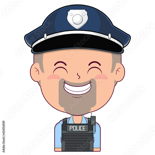 policeman smile face cartoon cute