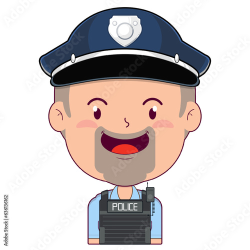 policeman happy face cartoon cute