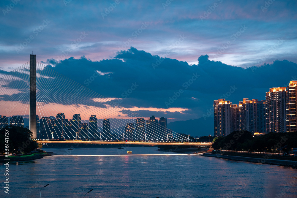 Fototapeta premium Fuzhou City skyline at night