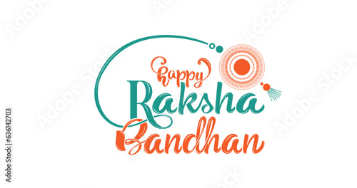Happy Raksha Bandhan. Handwritten text with ornament. Typographic Design Template
