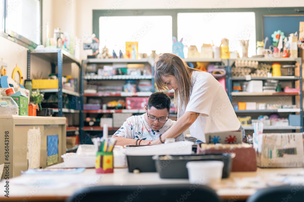 Man doing therapy in Special Education School