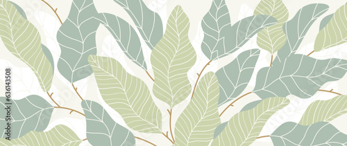 Abstract foliage botanical background vector. Light color wallpaper of tropical plants, leaf branches, leaves, forest. Foliage design for banner, prints, decor, wall art, decoration.
