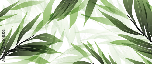 Abstract foliage botanical seamless background. Green color wallpaper of tropical plants, leaf branches, leaves. Foliage design for banner, prints, decor, wall art, decoration.