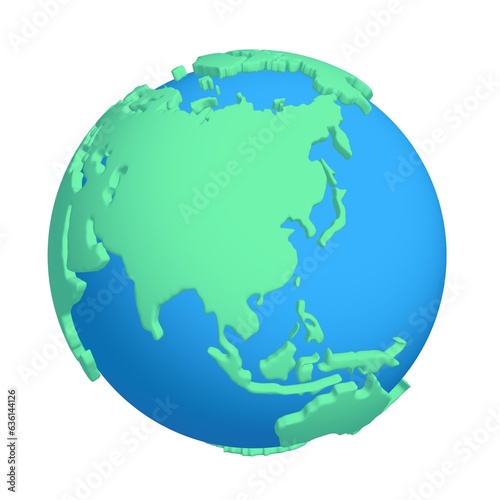 Cartoon planet Earth 3d render icon on white background