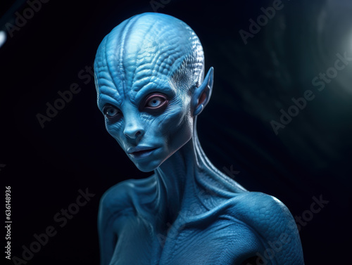 portrait of blue alien woman