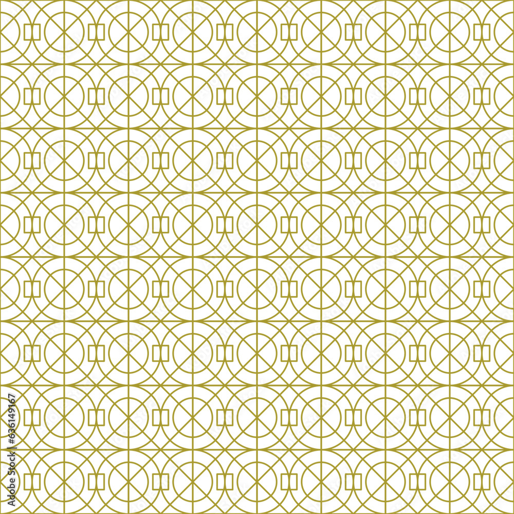 White Gold Circles Artdeco Seamless Pattern. Vector Illustration of Stylish Geometrical Background.