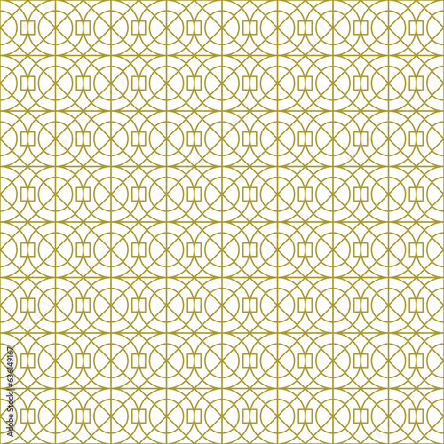 White Gold Circles Artdeco Seamless Pattern. Vector Illustration of Stylish Geometrical Background.