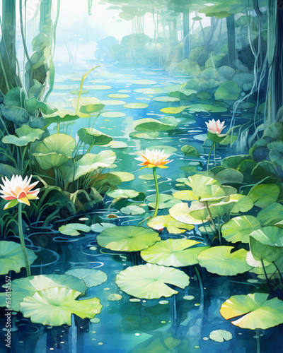 water lily in the pond