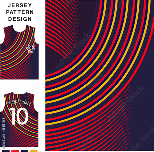 Fototapeta Naklejka Na Ścianę i Meble -  Abstract curve line concept vector jersey pattern template for printing or sublimation sports uniforms football volleyball basketball e-sports cycling and fishing Free Vector.