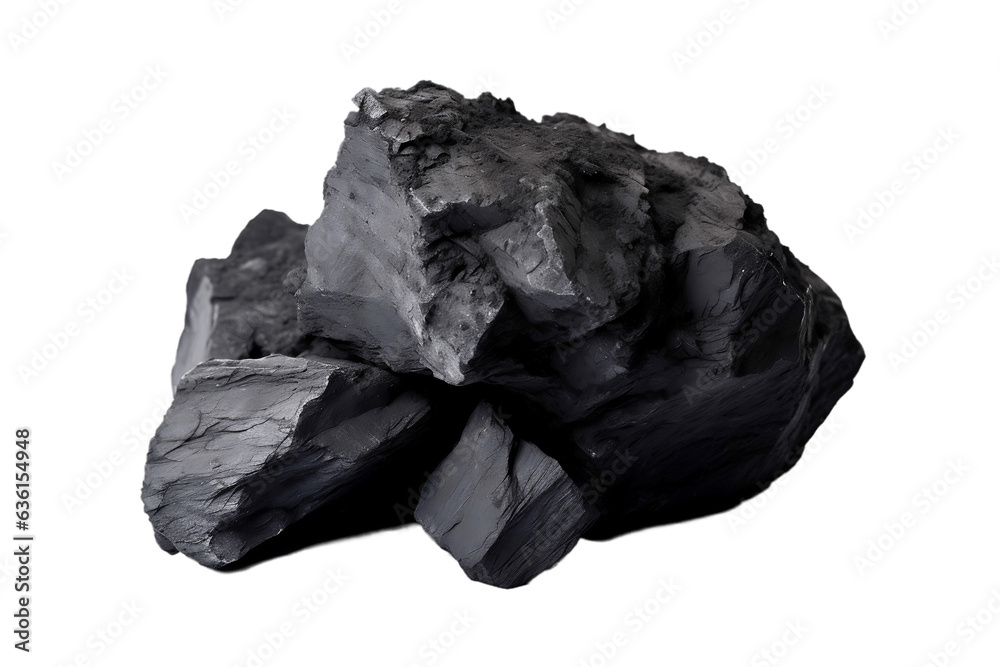 Coal on White Background, Generative Ai