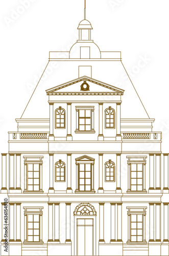 Sketch vector illustration of classic vintage old government building architecture design