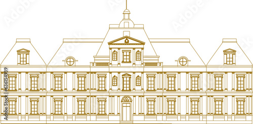 Sketch vector illustration of classic vintage old government building architecture design