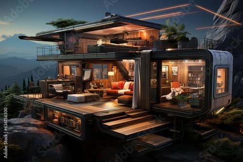 container home that's perfect for remote locations. Showcase its off-grid capabilities. Generated with AI