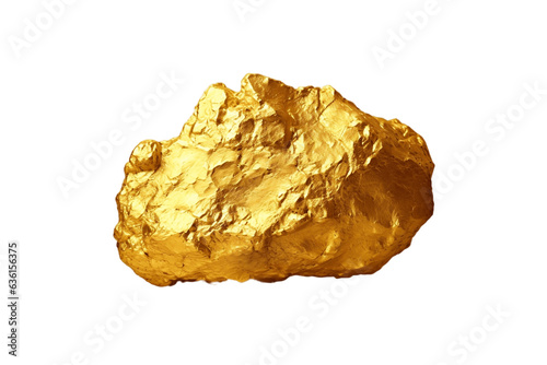 Isolated Gold Nugget on White Background, Generative Ai
