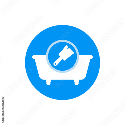 Bathtub refinishing and renewal. Vector with tub and paint brush.