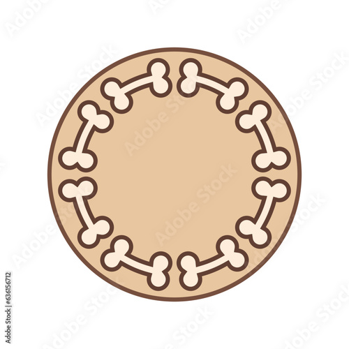 Round frame of dog bones with place and space for text or image. Vector design template on empty white background. 