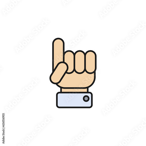 Hand pointer with index finger up or down. Simple minimal color vector on empty clean white background.