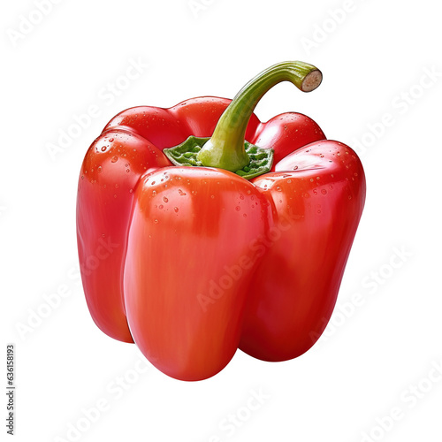 Red bell pepper fruit isolated on transparent background